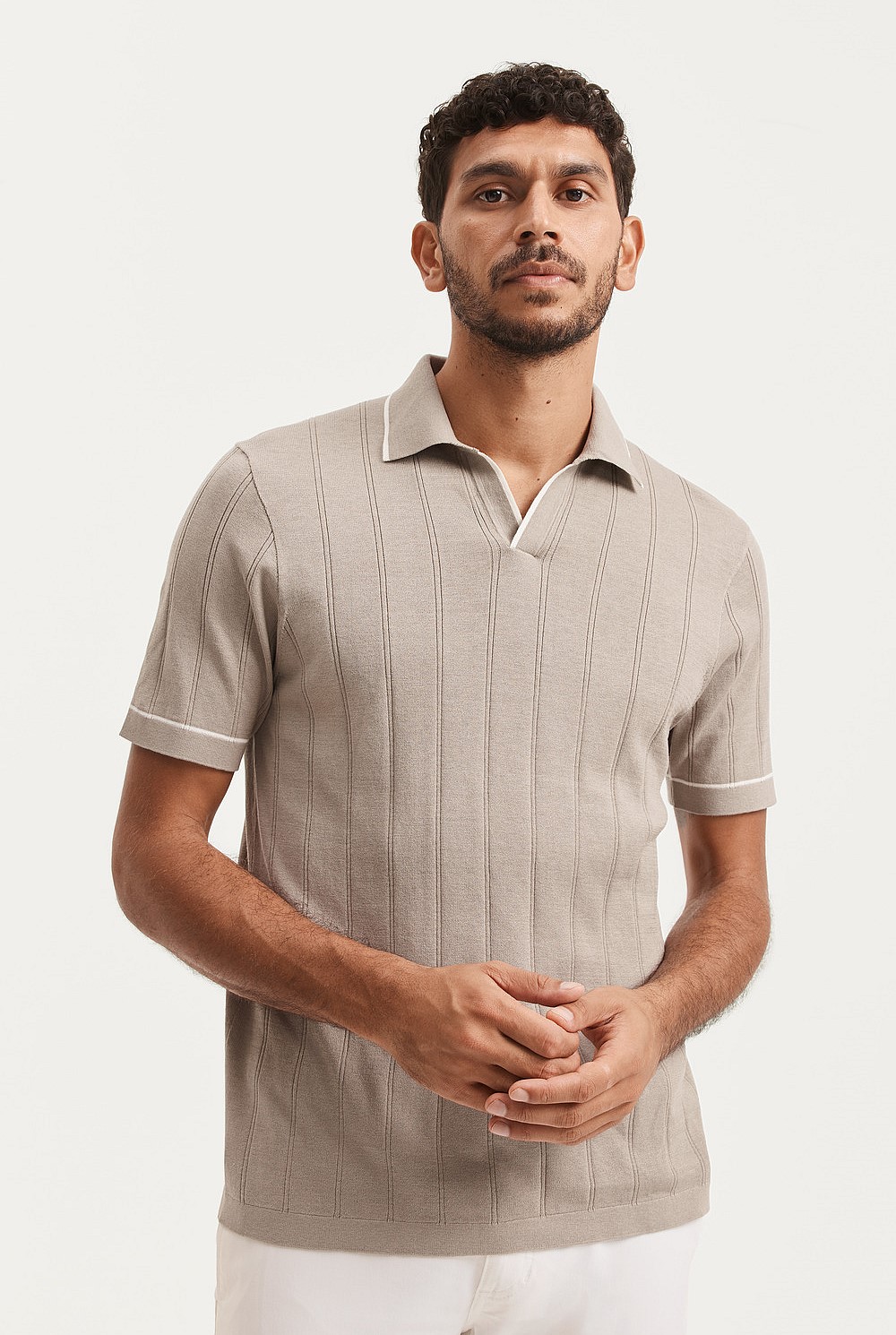 Cotton Silk Stripe Polo