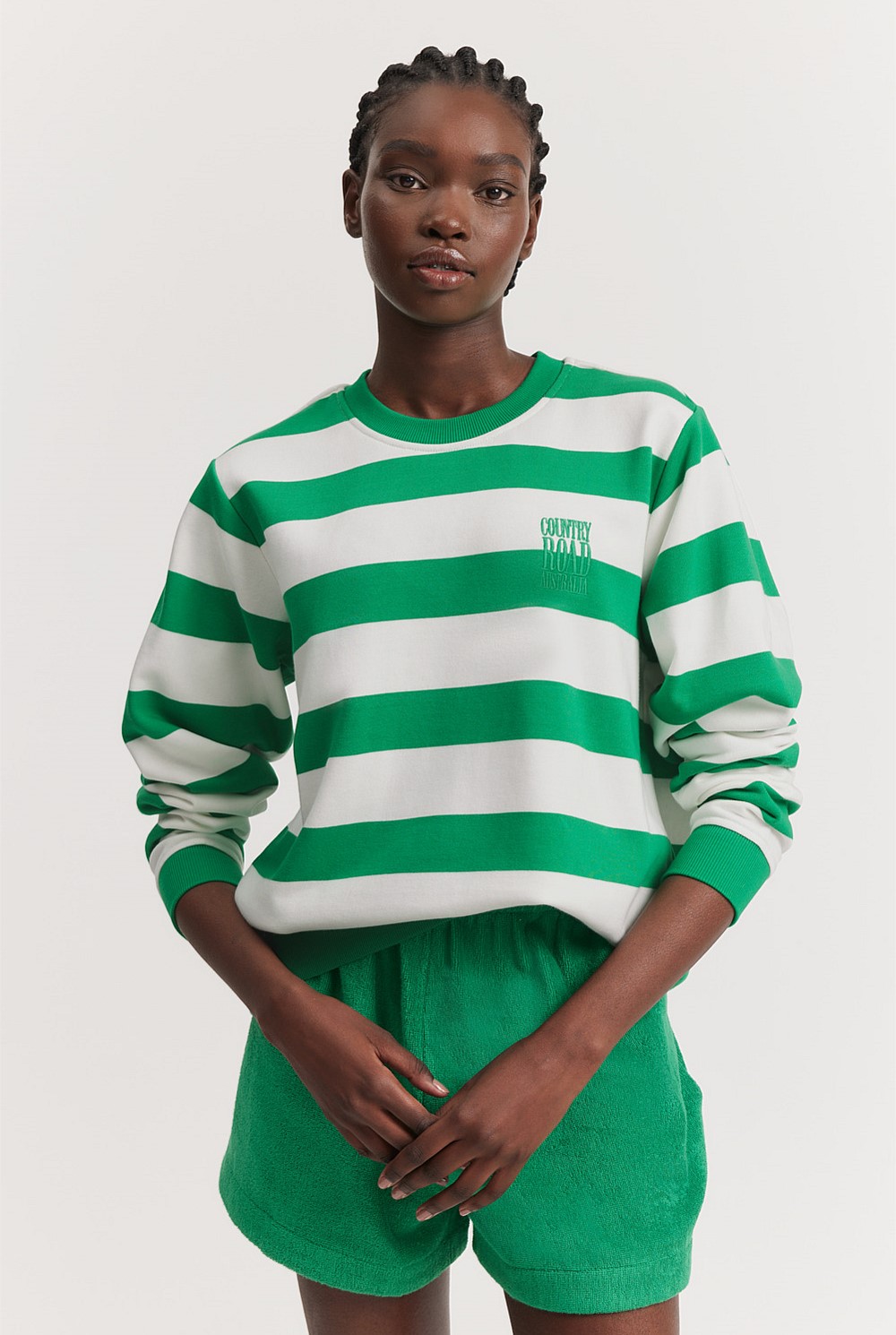 Verified Australian Cotton Logo Stripe Sweat