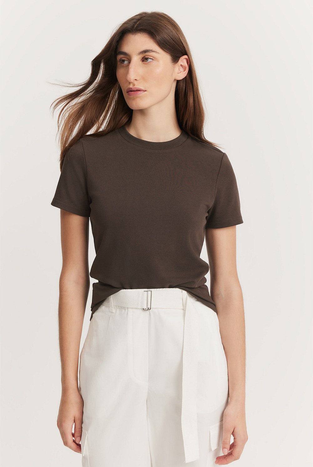 Australian Cotton Blend Fitted T-Shirt