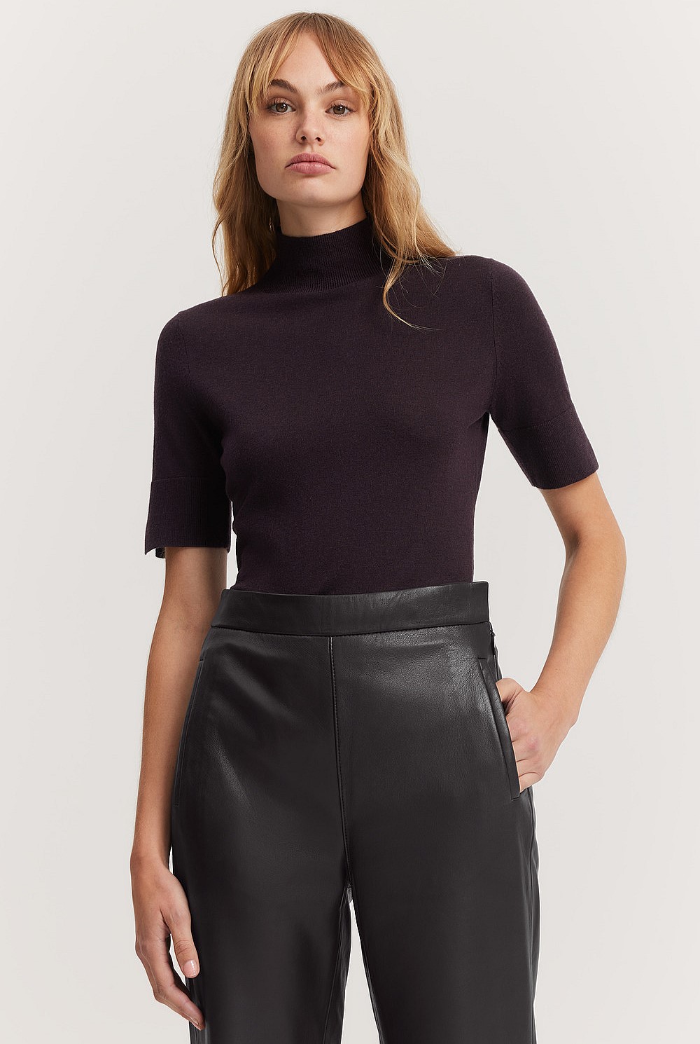 Merino Wool Silk Short Sleeve Knit