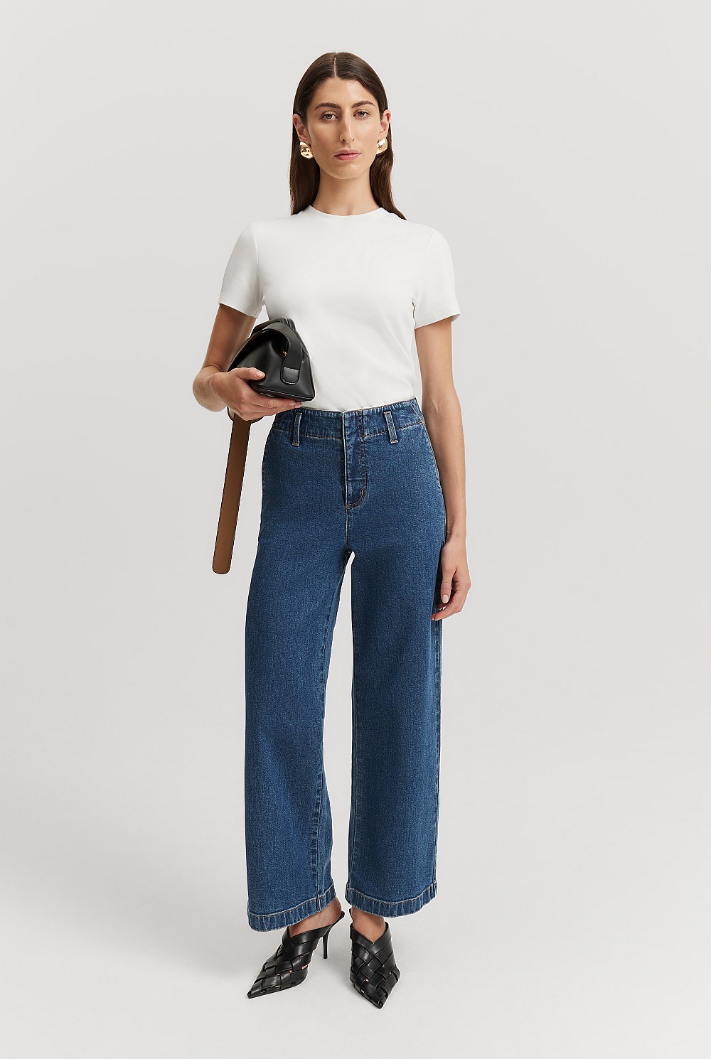 Australian Cotton Blend High Rise Wide Leg Jean