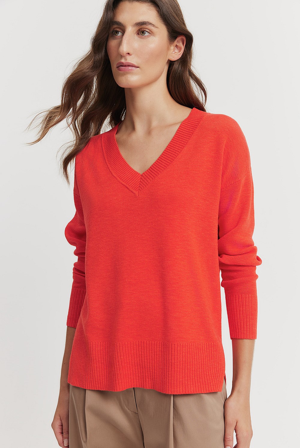 Cotton Linen V-neck Knit