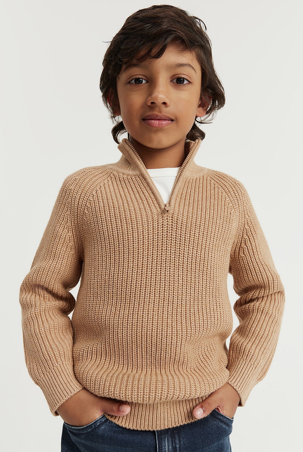 Australian Cotton Half Zip Fisherman Knit