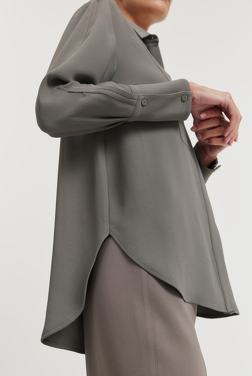 Longline Crepe Shirt