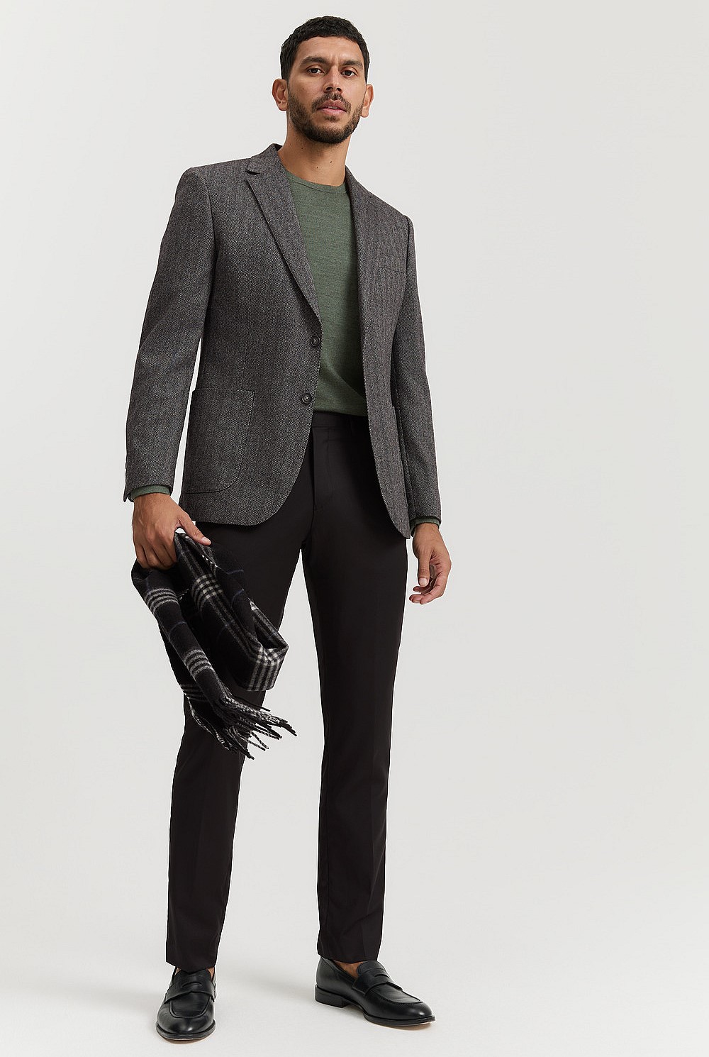 Regular Fit Herringbone Tweed Blazer