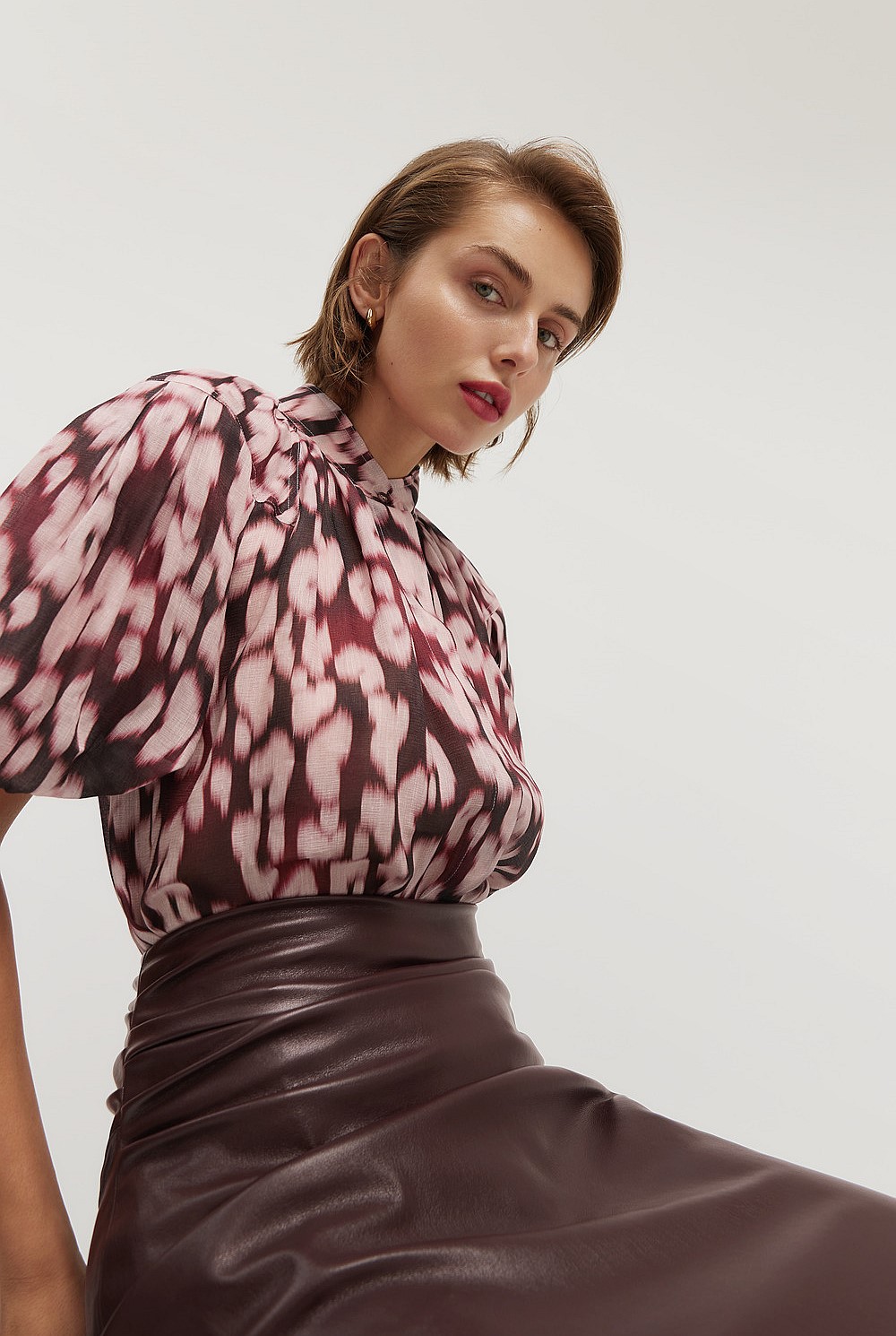 Print Yoke Detail Blouse