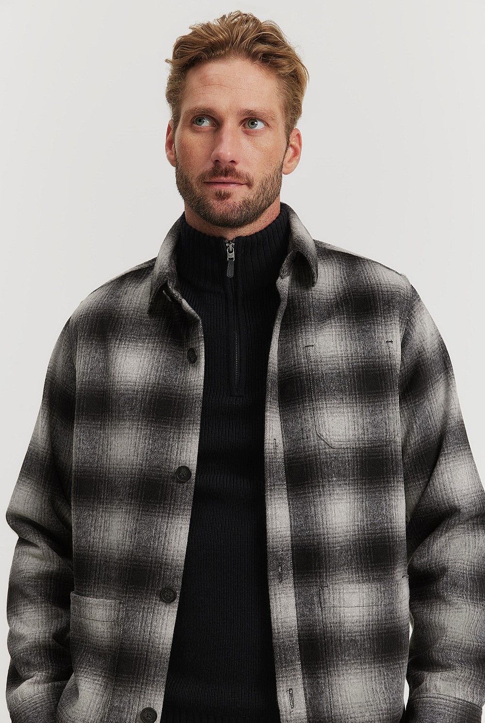 Ombre Wool Blend Shirt Jacket