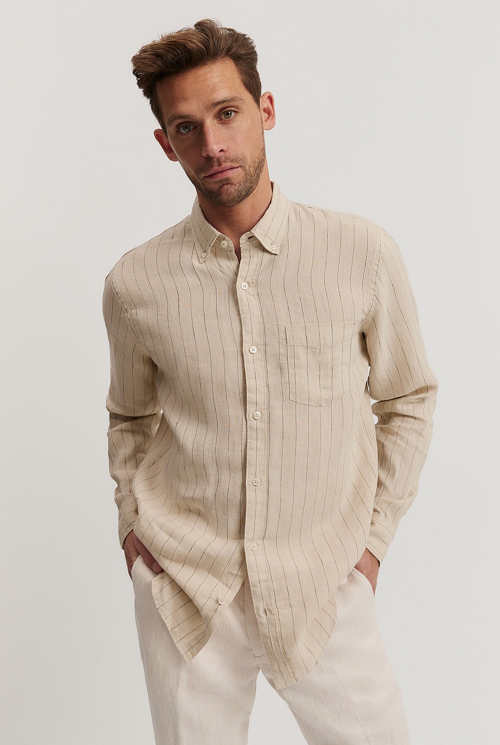 Regular Fit Organically Grown Linen Stripe Shirt