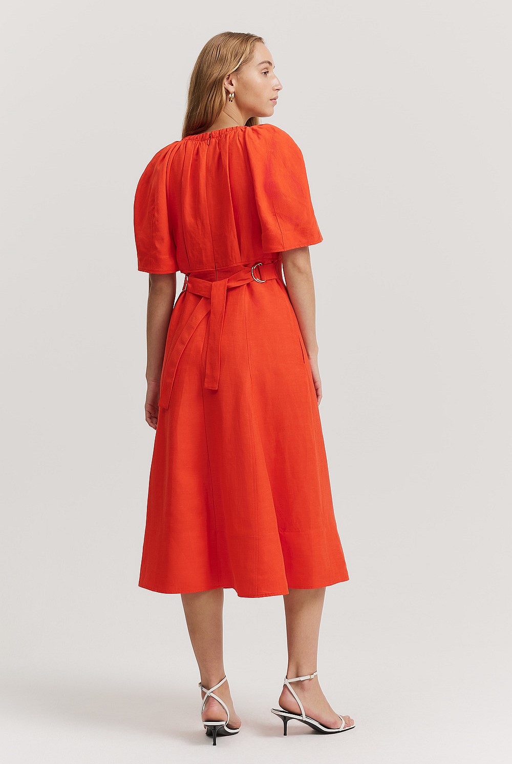 Gathered Neckline Midi Dress