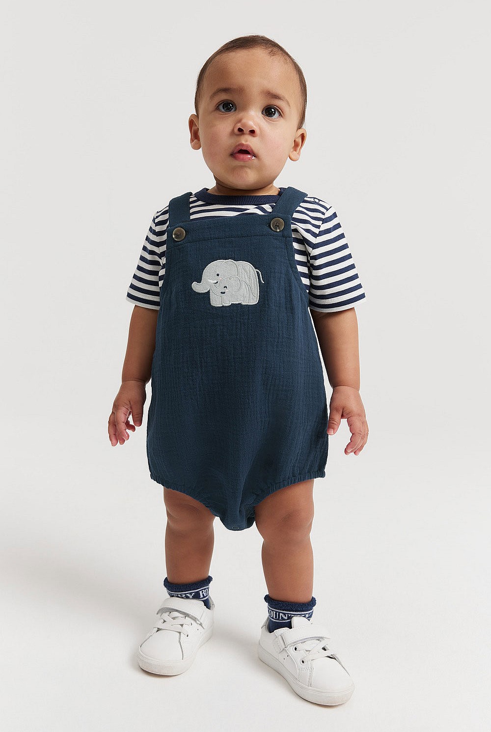Organically Grown Cotton Elephant Crinkle Romper