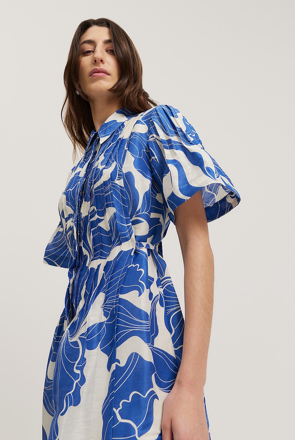 Print Pintuck Mini Dress