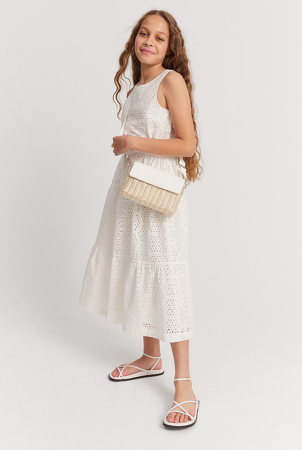 Teen Embroidered Tier Midi Dress