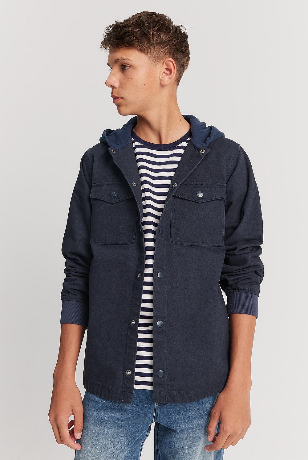 Teen Hooded Twill Shirt