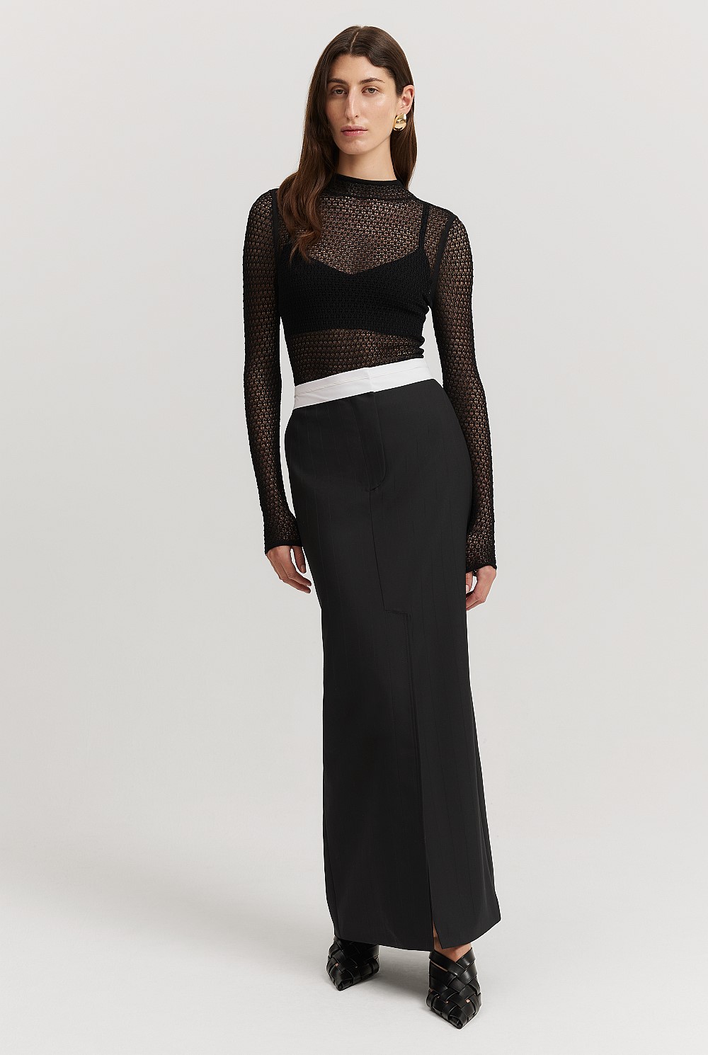 Self Stripe Column Skirt