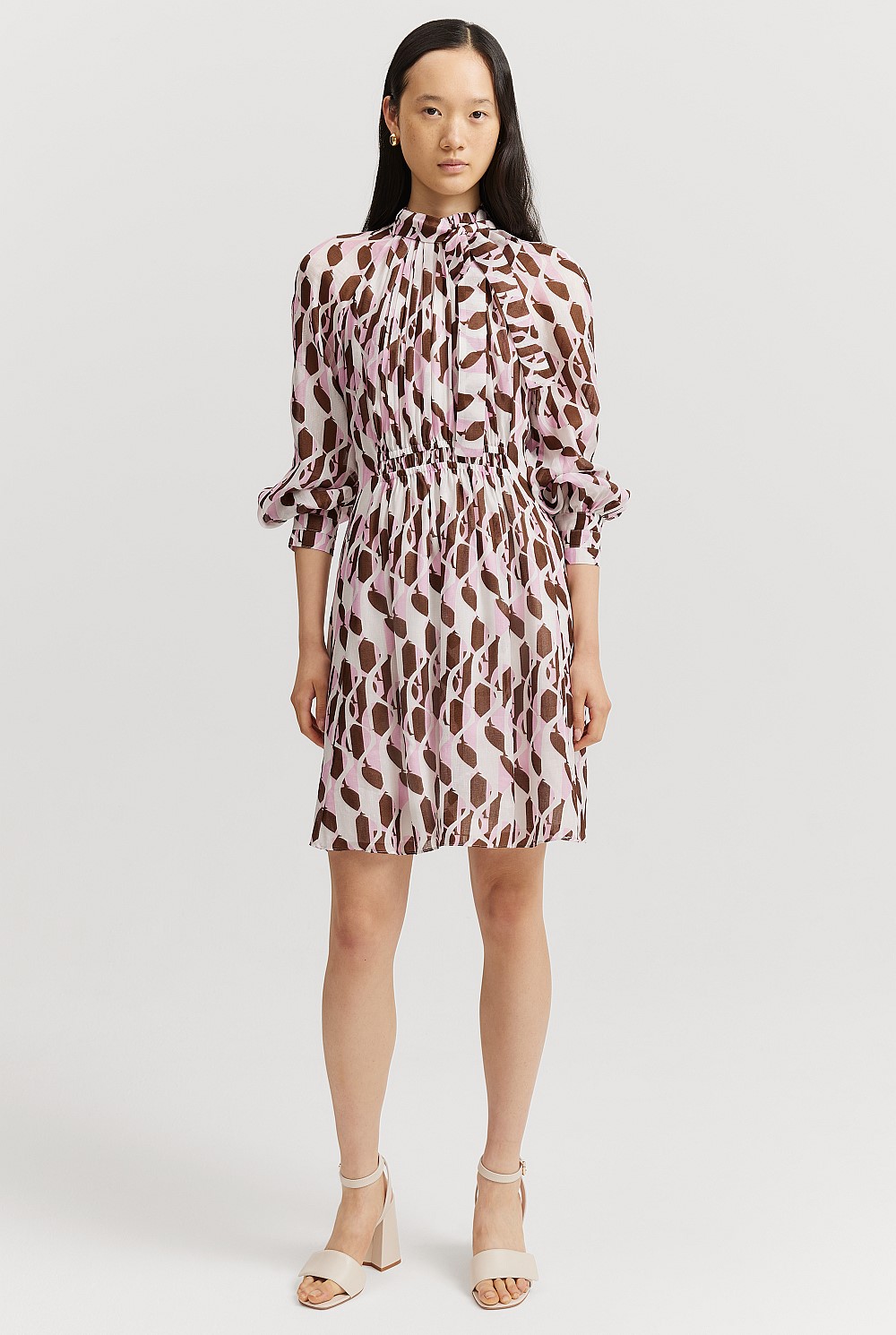 Print Pussybow Mini Dress