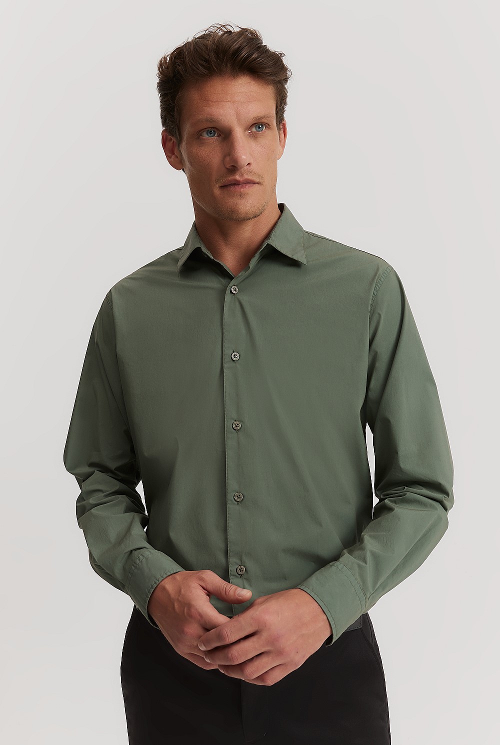 Regular Fit Garment Dyed Poplin Shirt