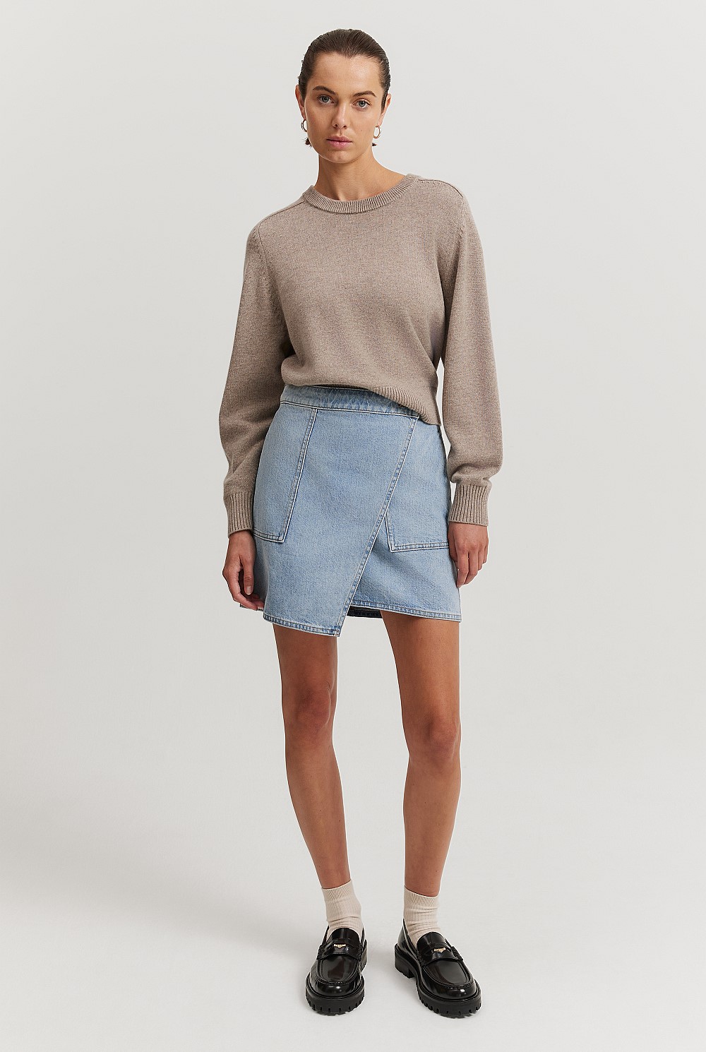 Organically Grown Cotton Blend Crop Crew Neck Knit