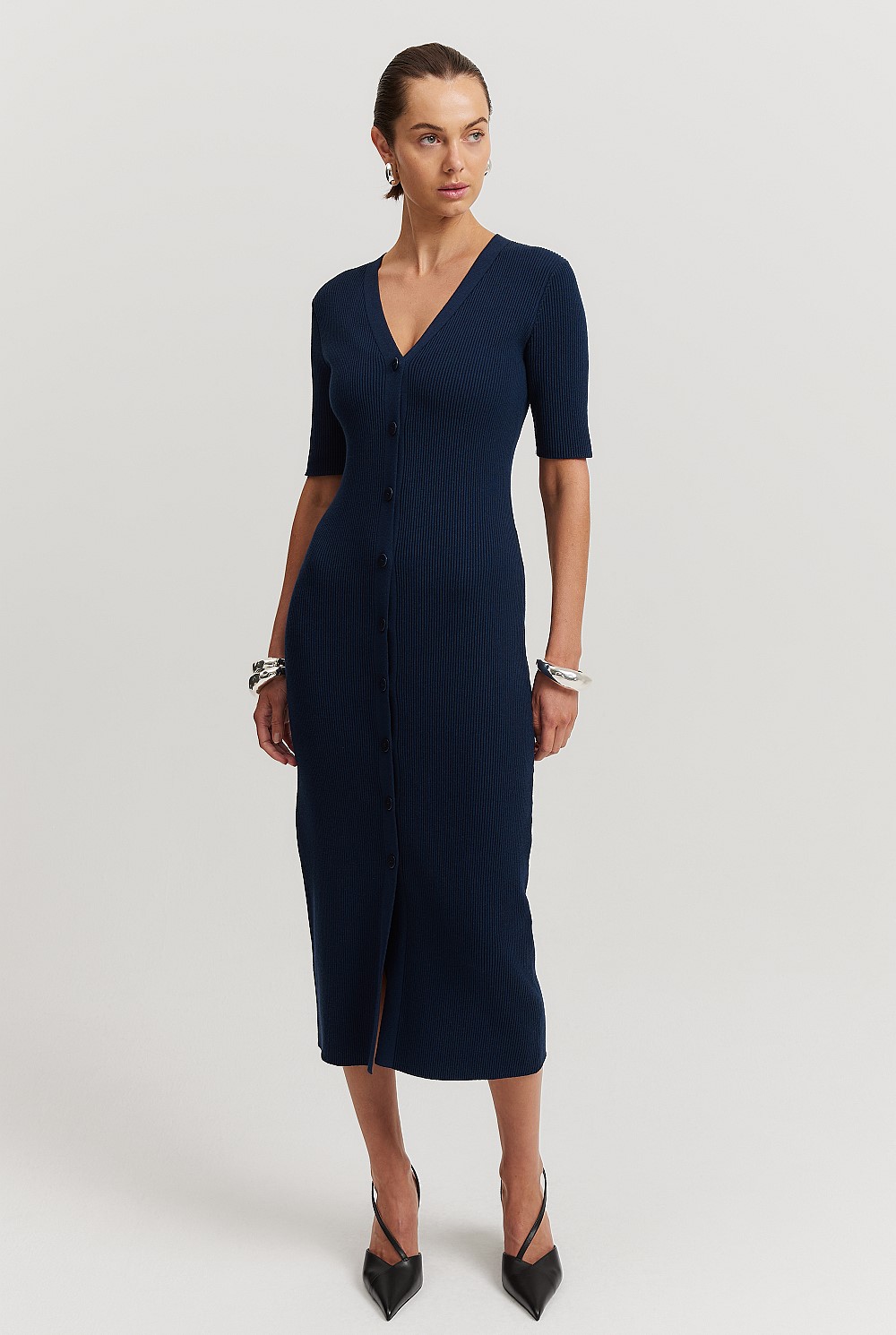 Button Through Knit Dress