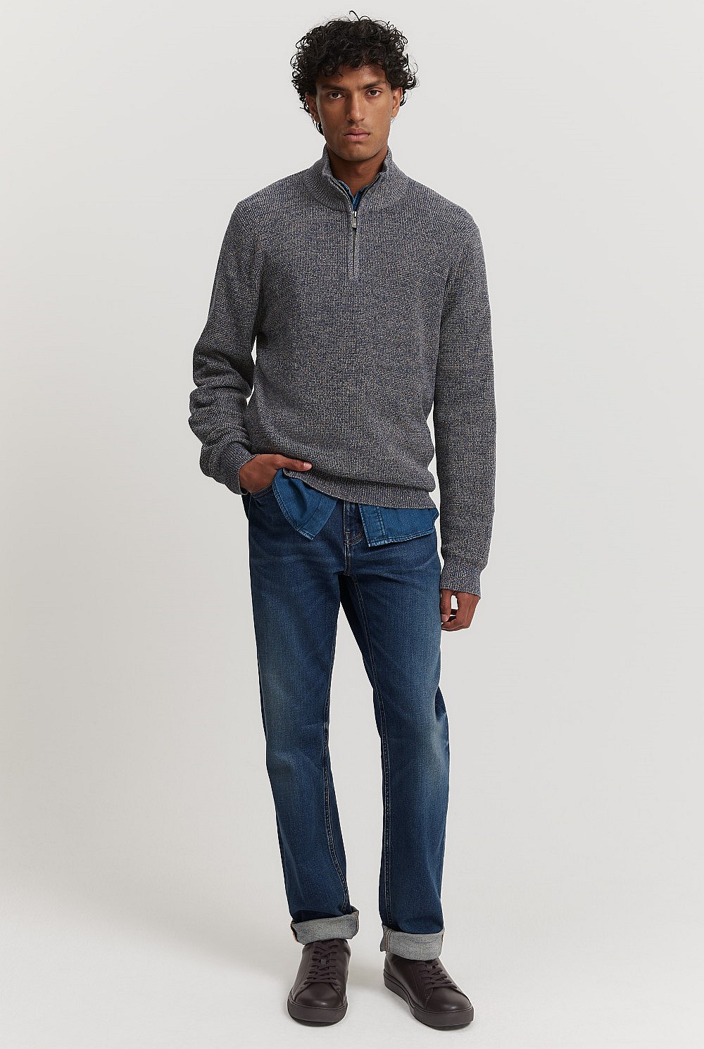 Australian Cotton Textured Half Zip Knit