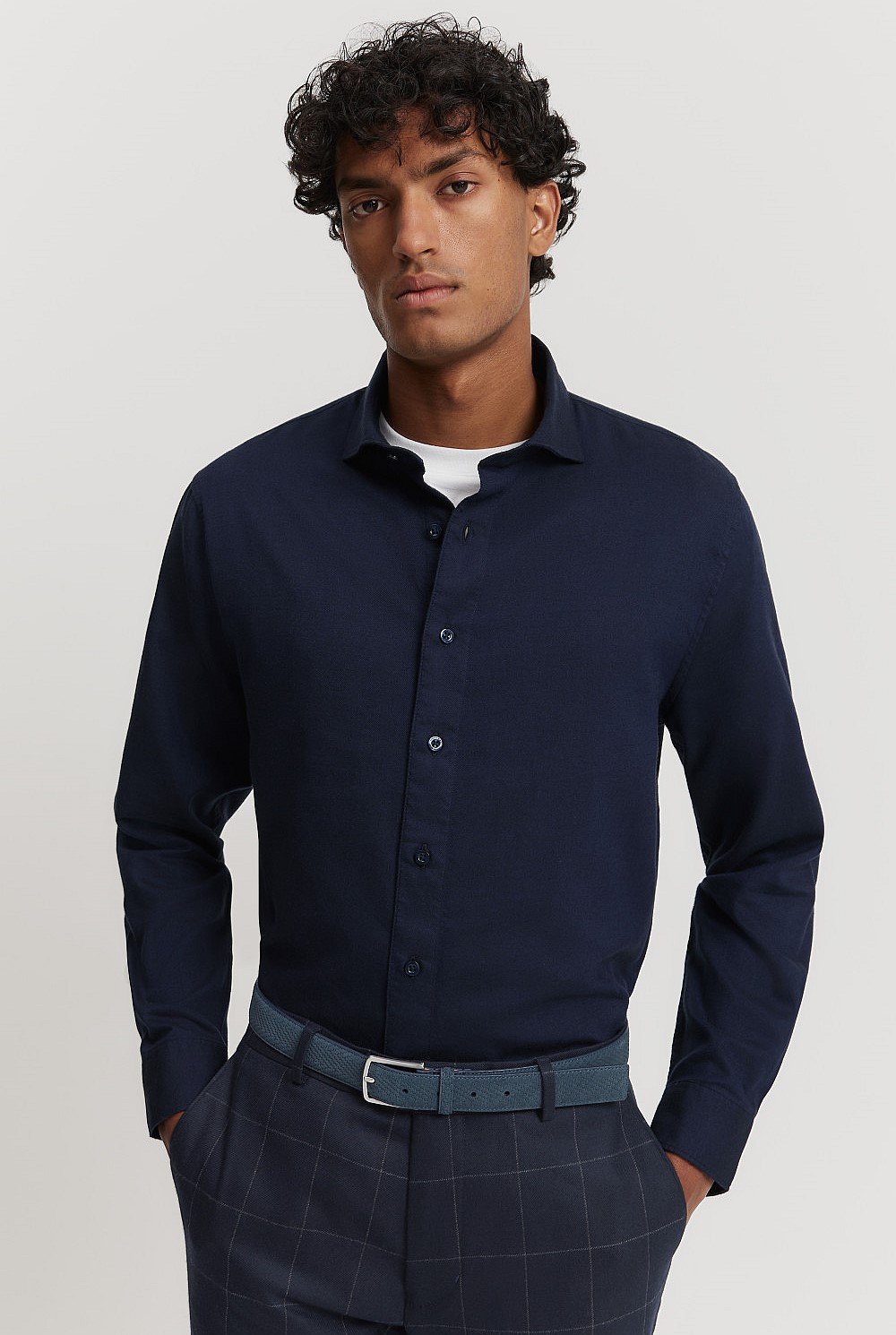 Tailored Fit Cotton Blend Shirt