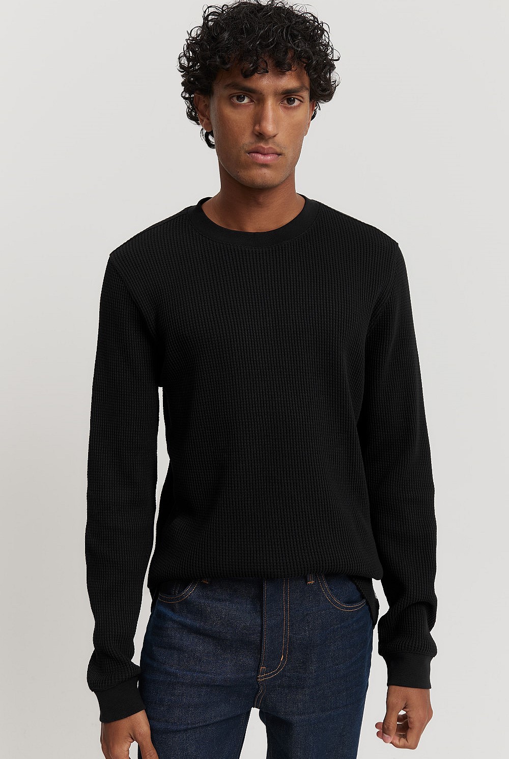 Australian Cotton Waffle Long Sleeve Crew Neck