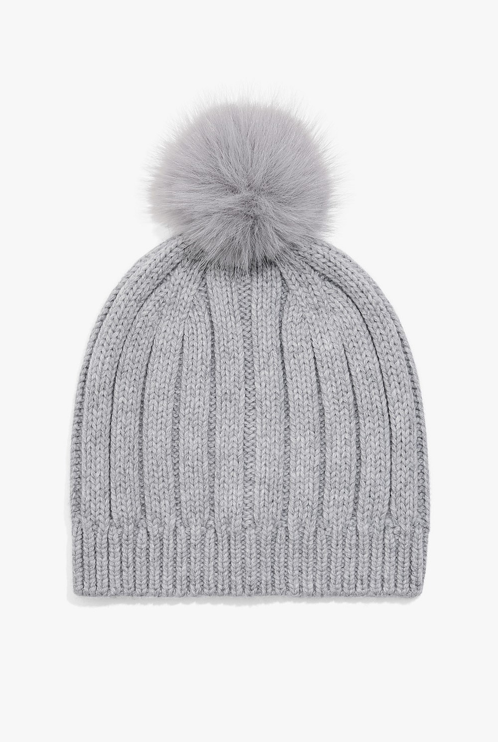 Organically Grown Cotton Blend Pom Pom Rib Beanie