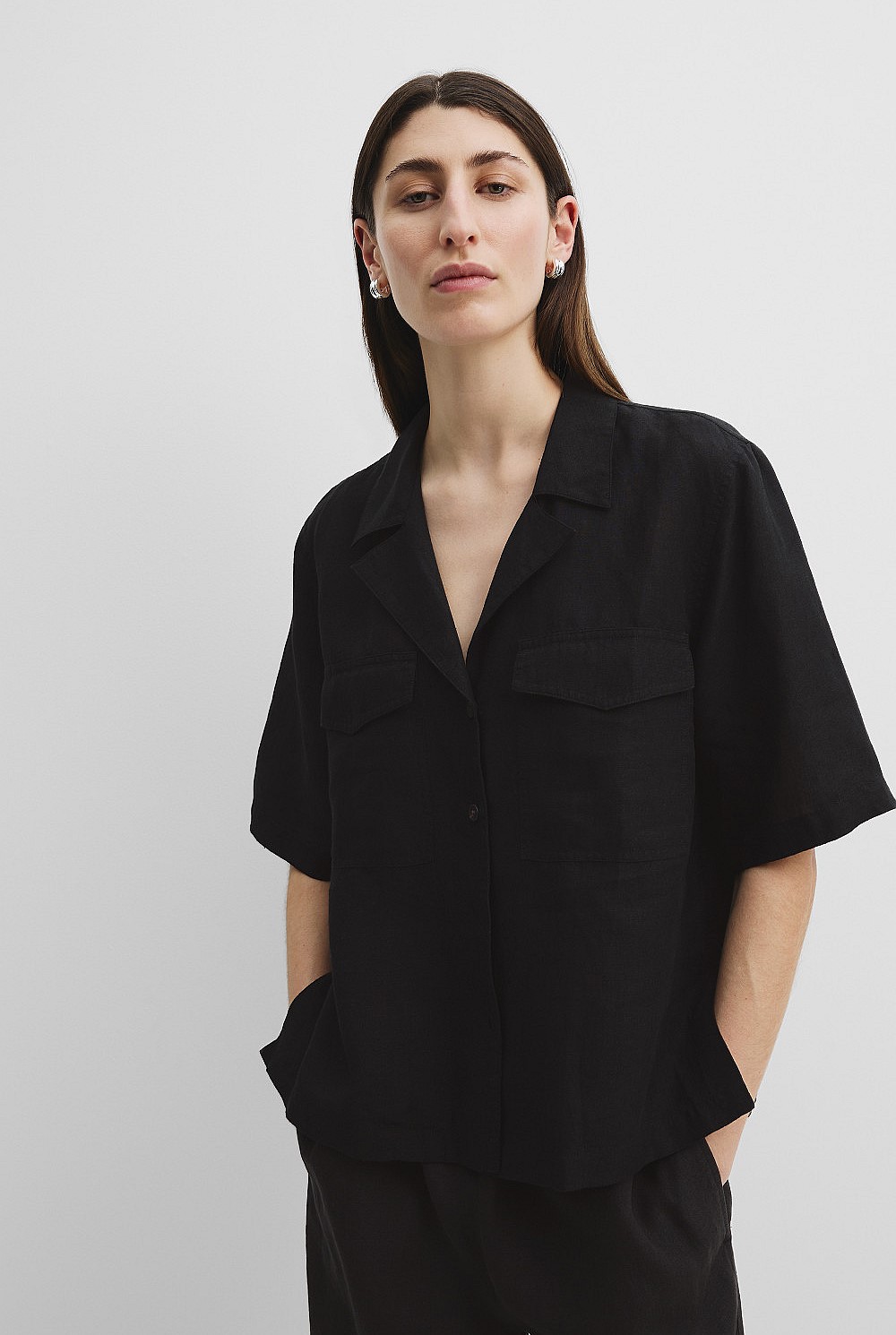 Organically Grown Linen Pocket Detail Shirt