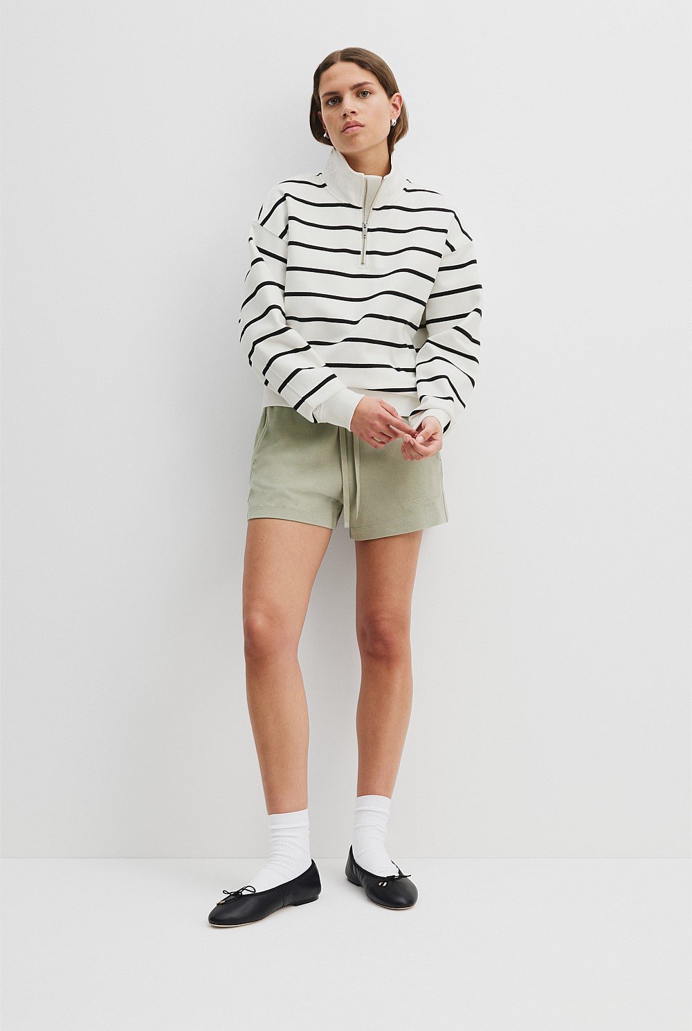 Australian Cotton Stripe Zip Collar Sweat