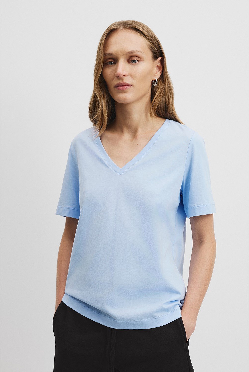 Australian Cotton Short Sleeve V-Neck Relaxed T-Shirt