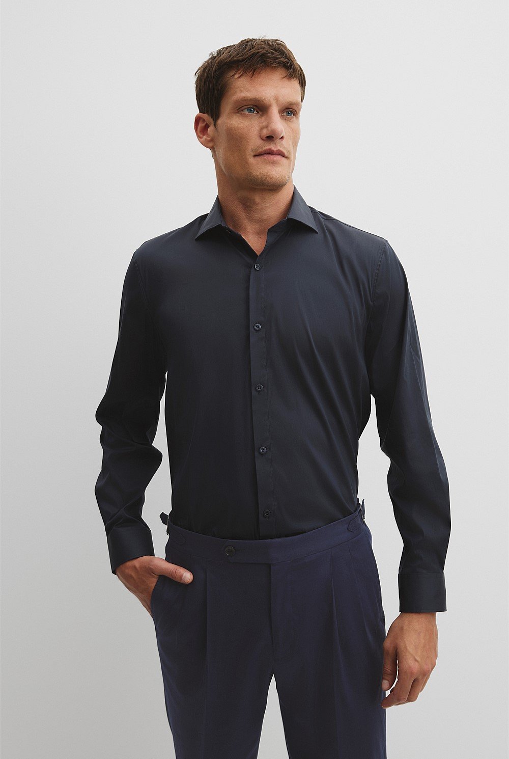 Tailored Fit Cotton Blend Stretch Shirt