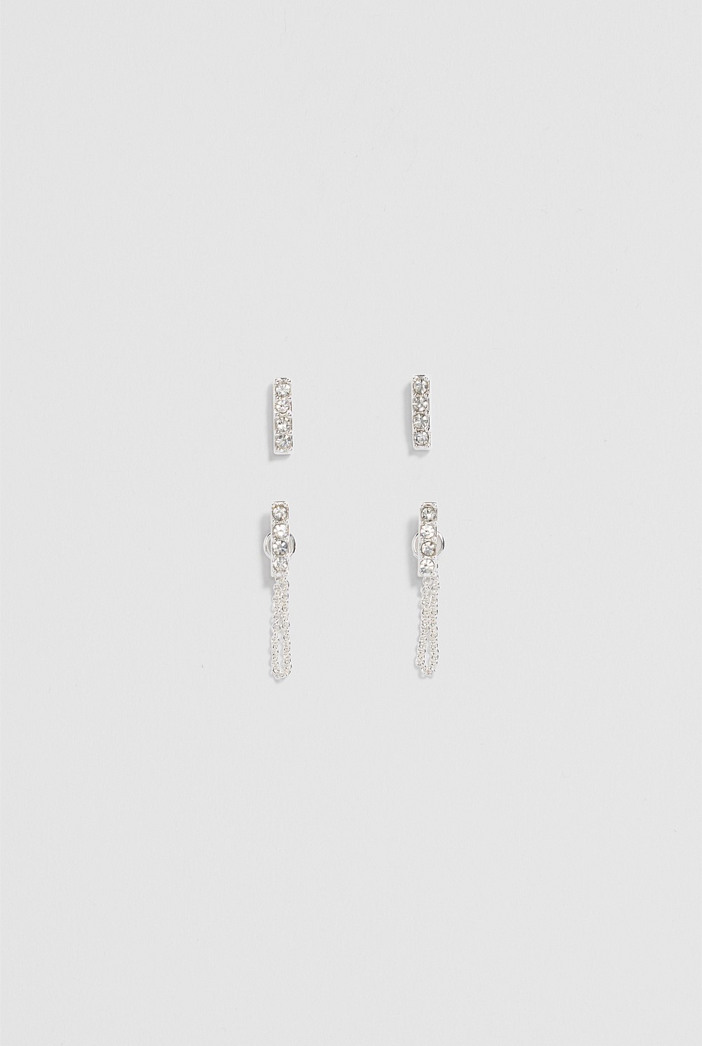 Crystal Bar Stud Earring Pack