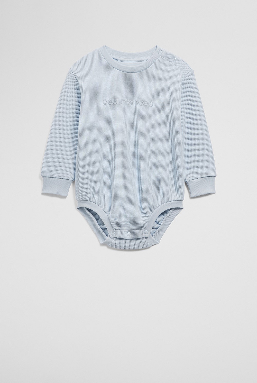 Organically Grown Cotton Waffle Logo Long Sleeve Bodysuit