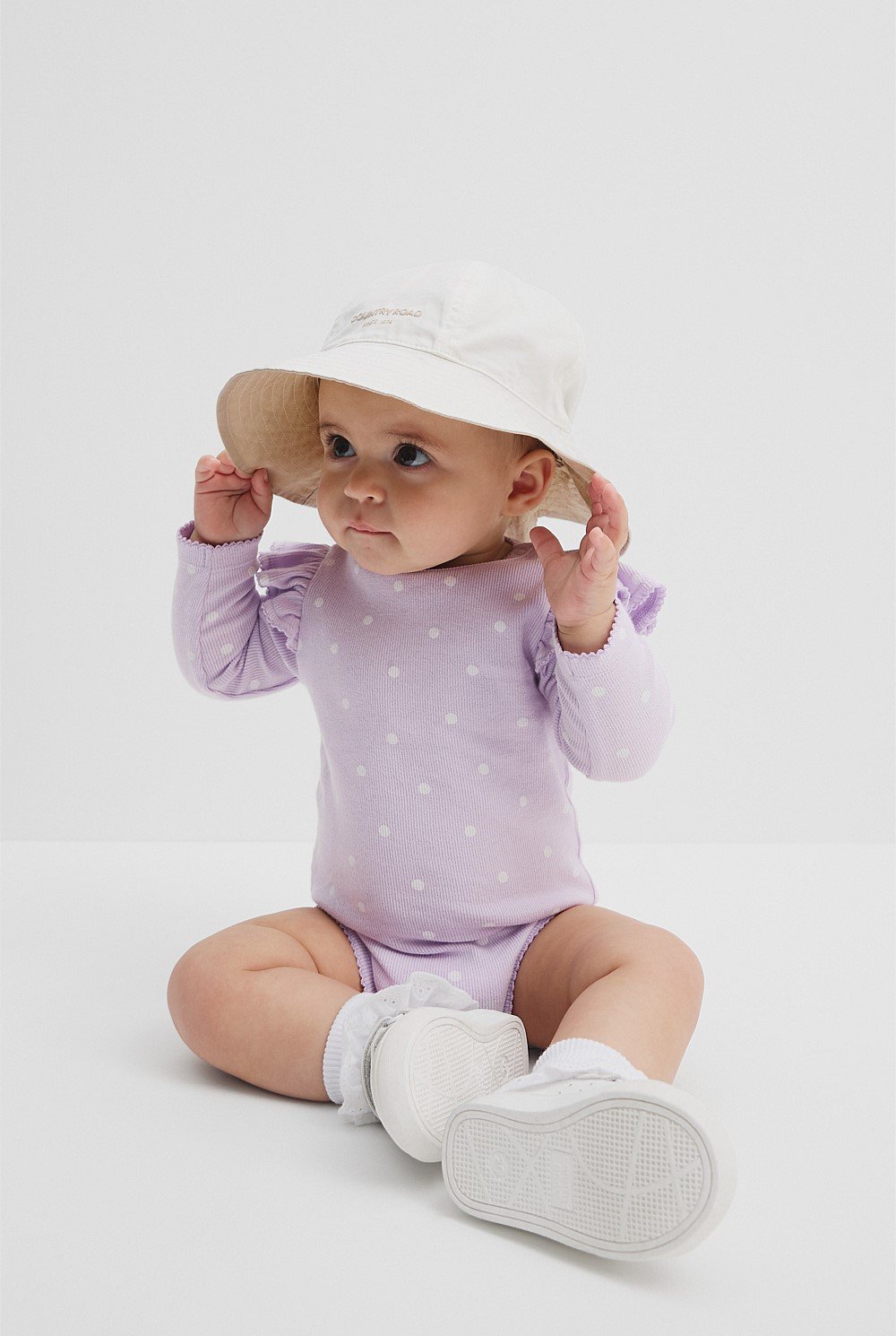 Organically Grown Cotton Frill Rib Long Sleeve Bodysuit