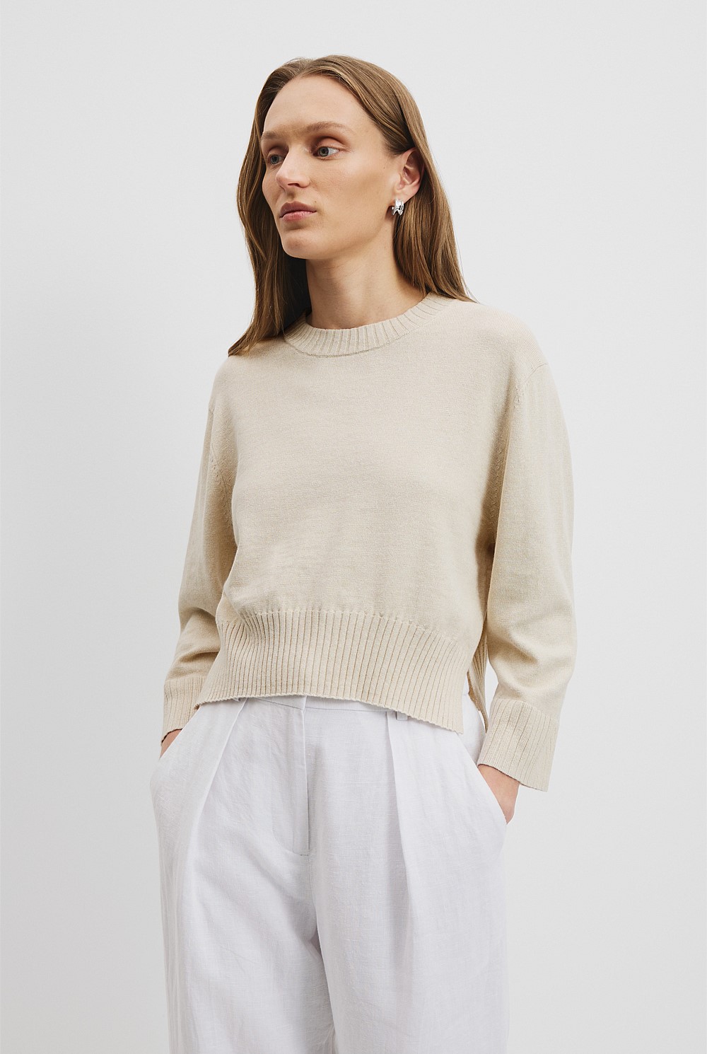 Organically Grown Cotton Linen Crop Knit