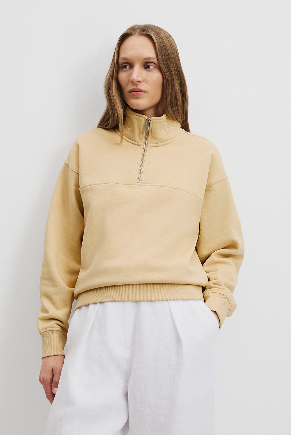 Australian Good Earth Cotton Zip Collar Sweat