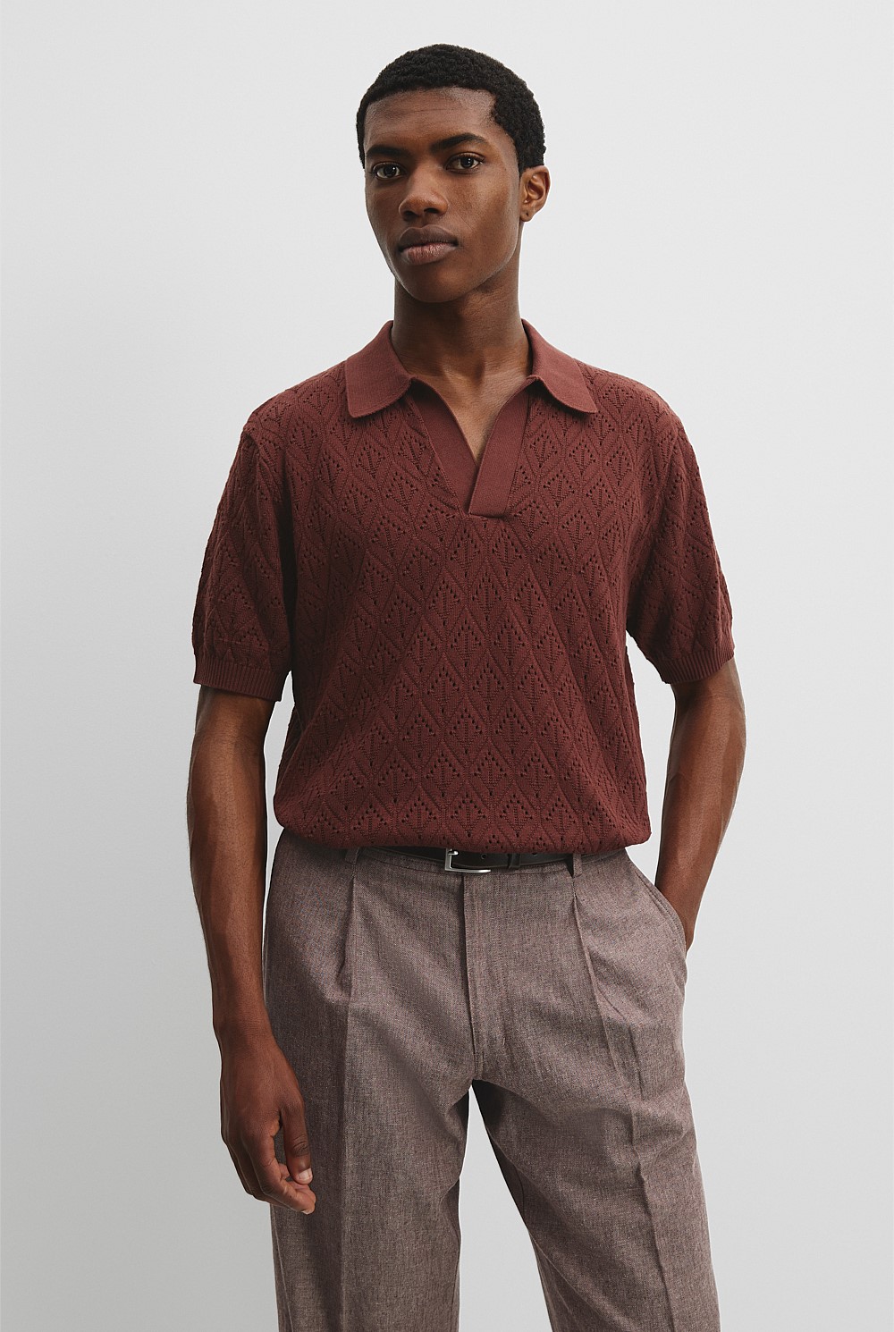 Australian Cotton Oversized Pattern Knit Polo