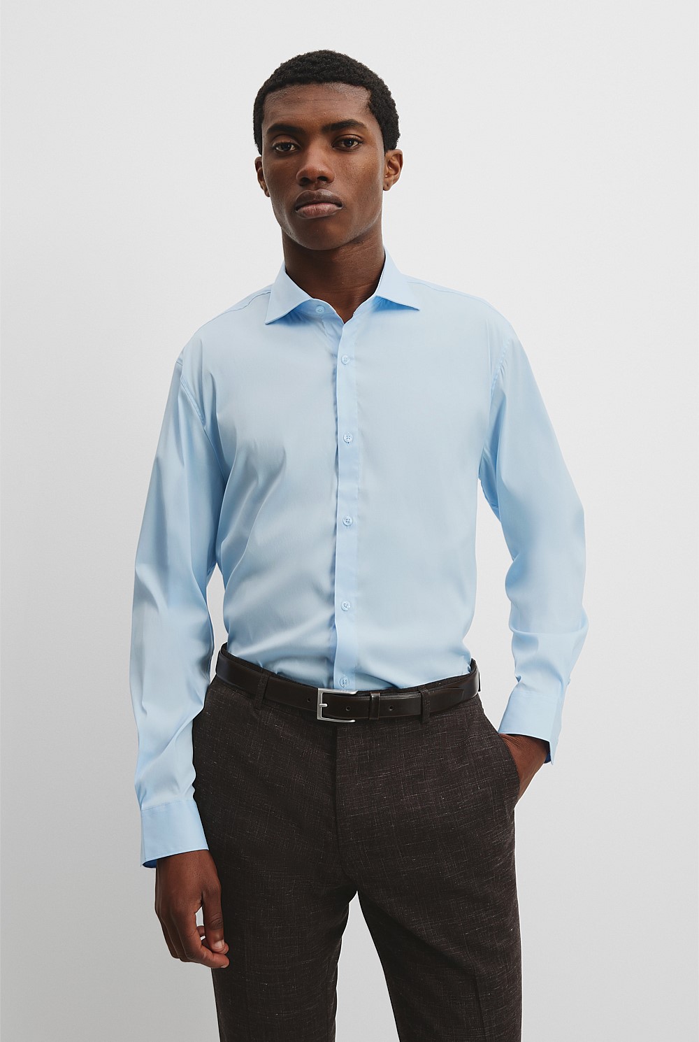 Tailored Fit Cotton Blend Stripe Shirt