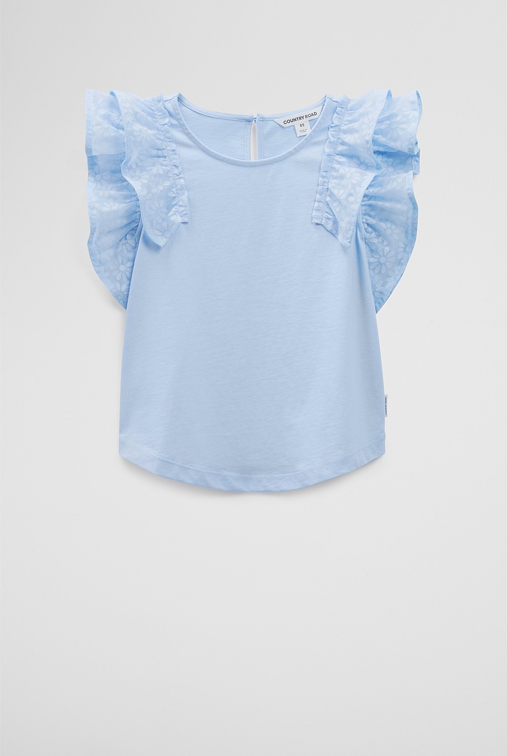 Organically Grown Cotton Frill Sleeve T-Shirt