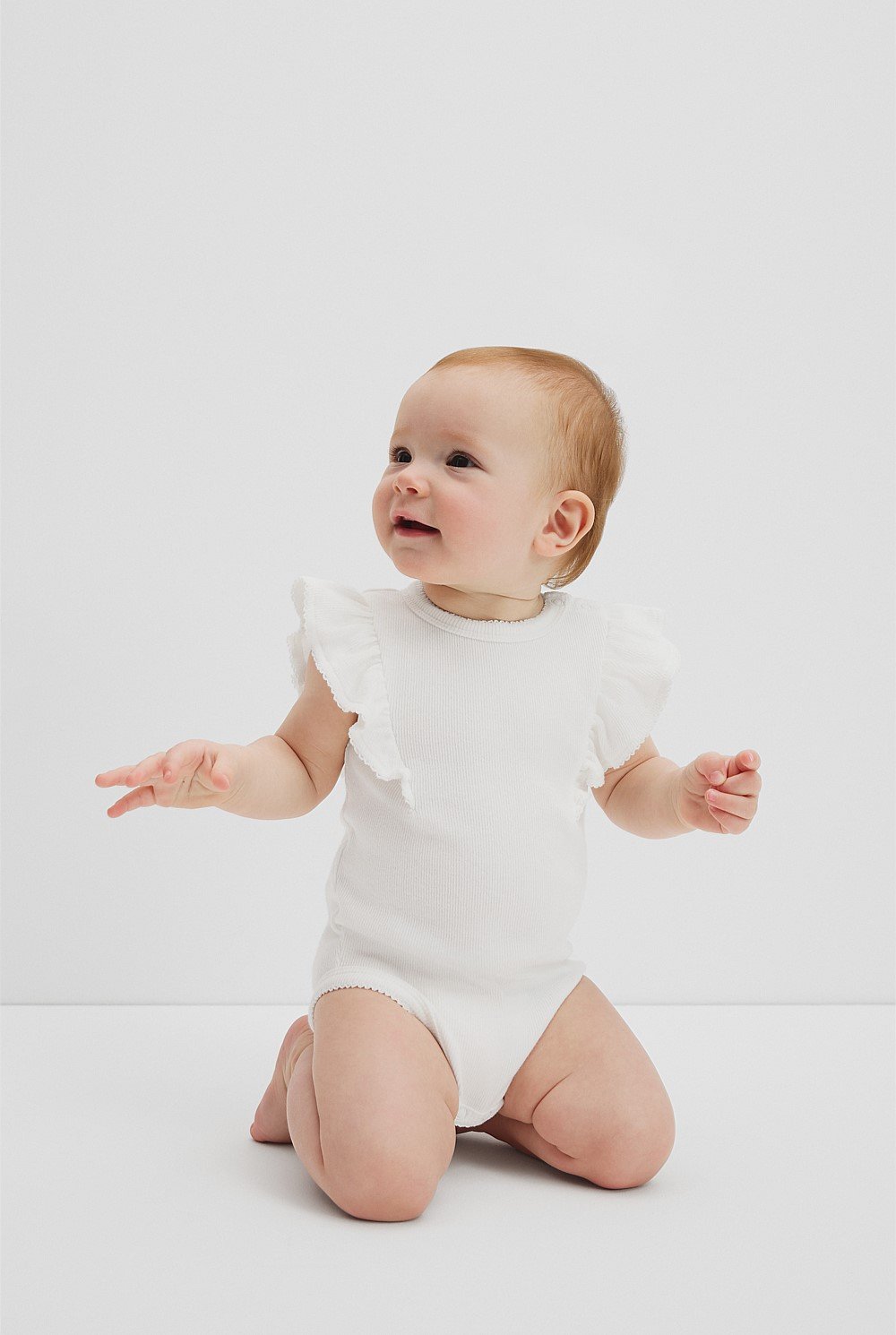 Organically Grown Cotton Rib Frill Bodysuit