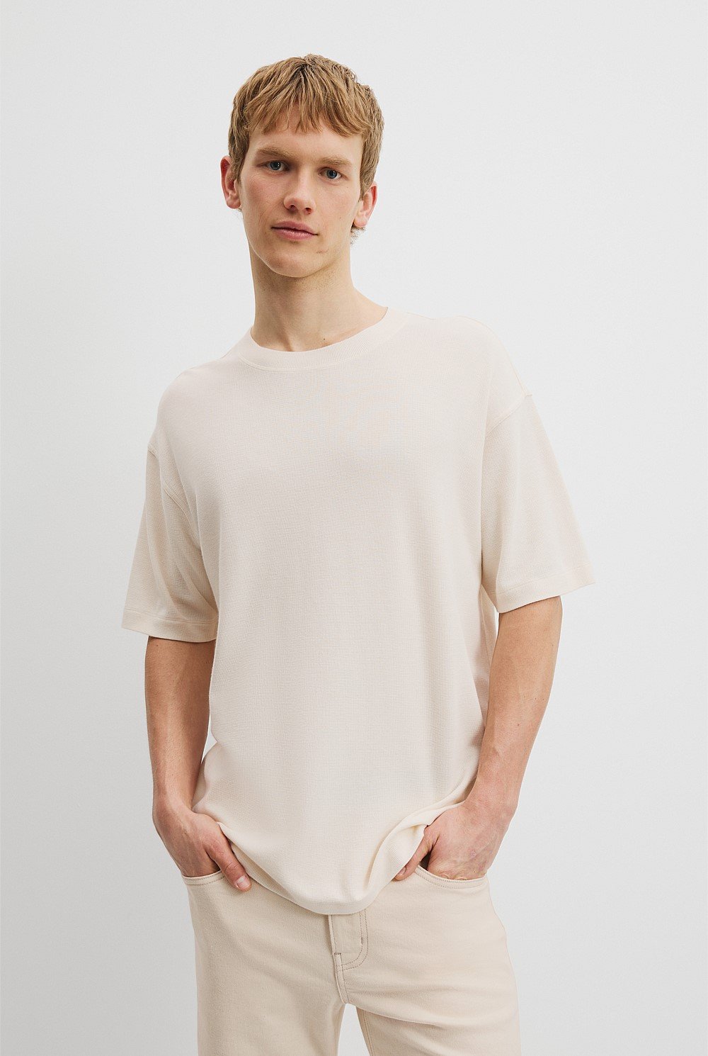 Relaxed Fit Organically Grown Cotton Blend Textured T-Shirt