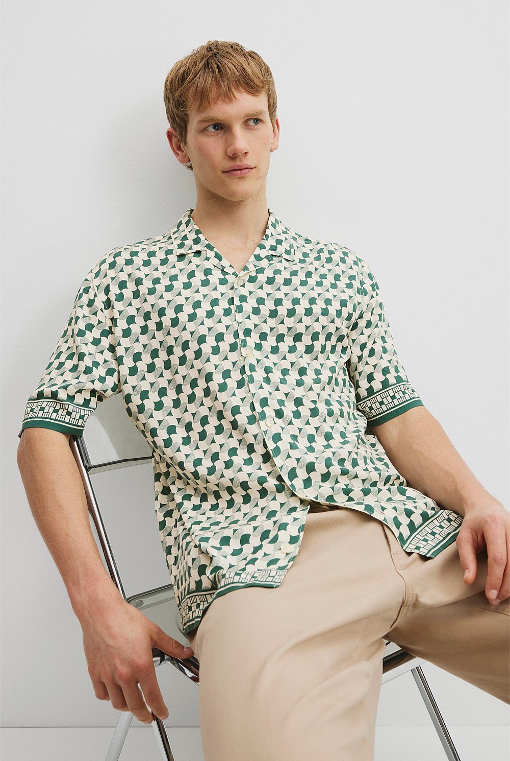 Short Sleeve Printed Viscose Shirt