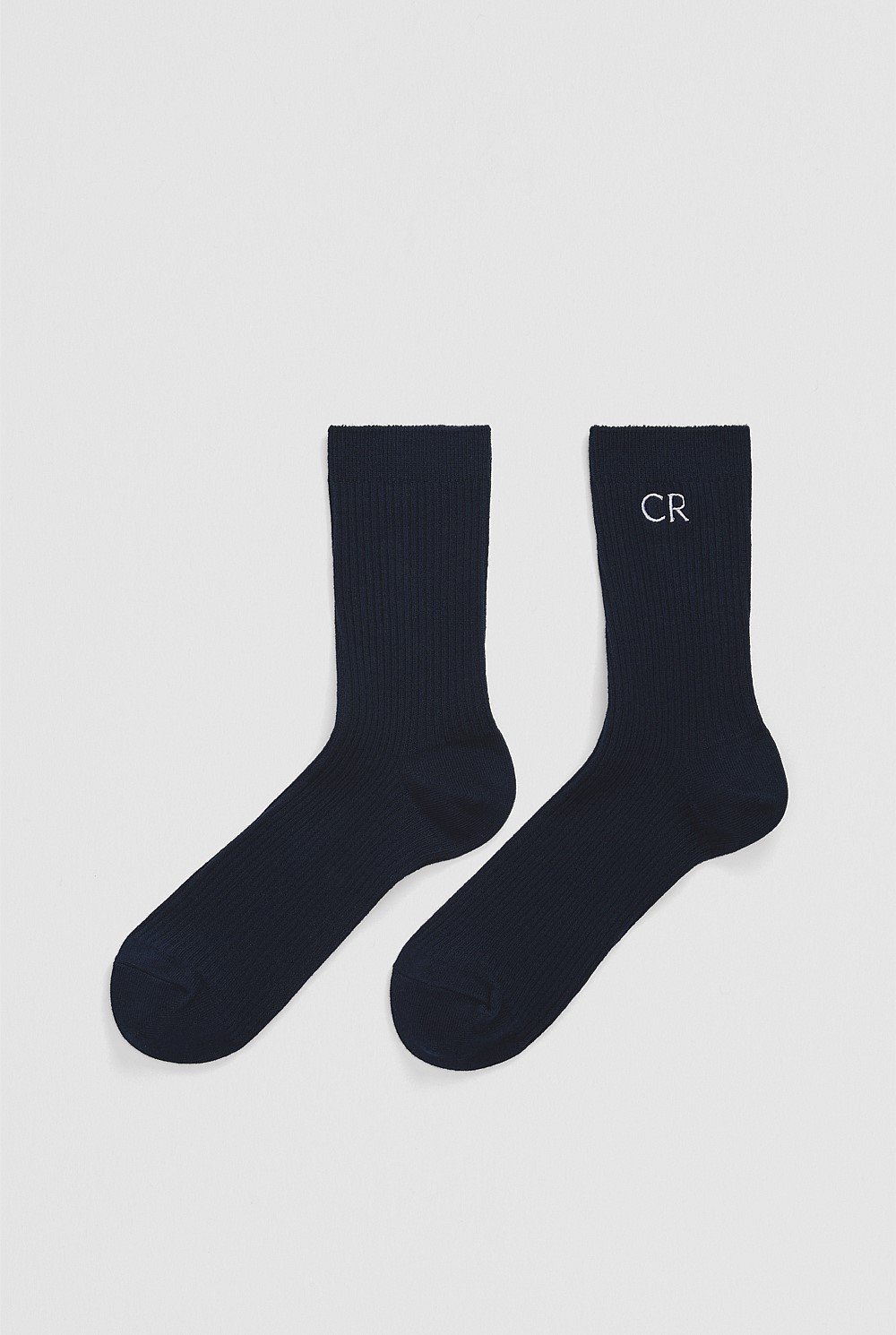 Australian Cotton Blend CR Classic Logo Rib Three-Quarter Crew Sock