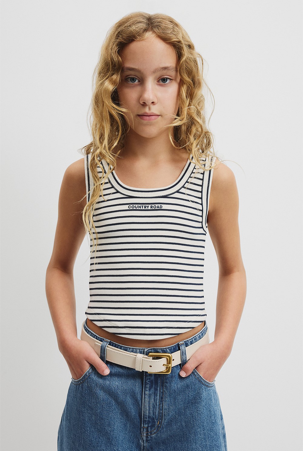 Teen Australian Cotton Blend Rib Logo Tank