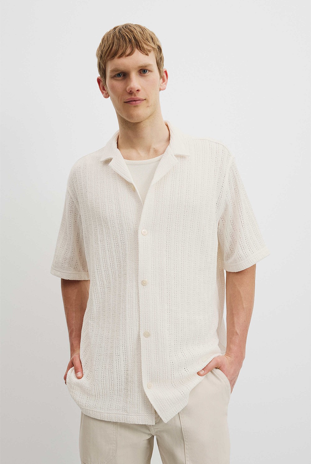 Short Sleeve Cotton Lacework Shirt