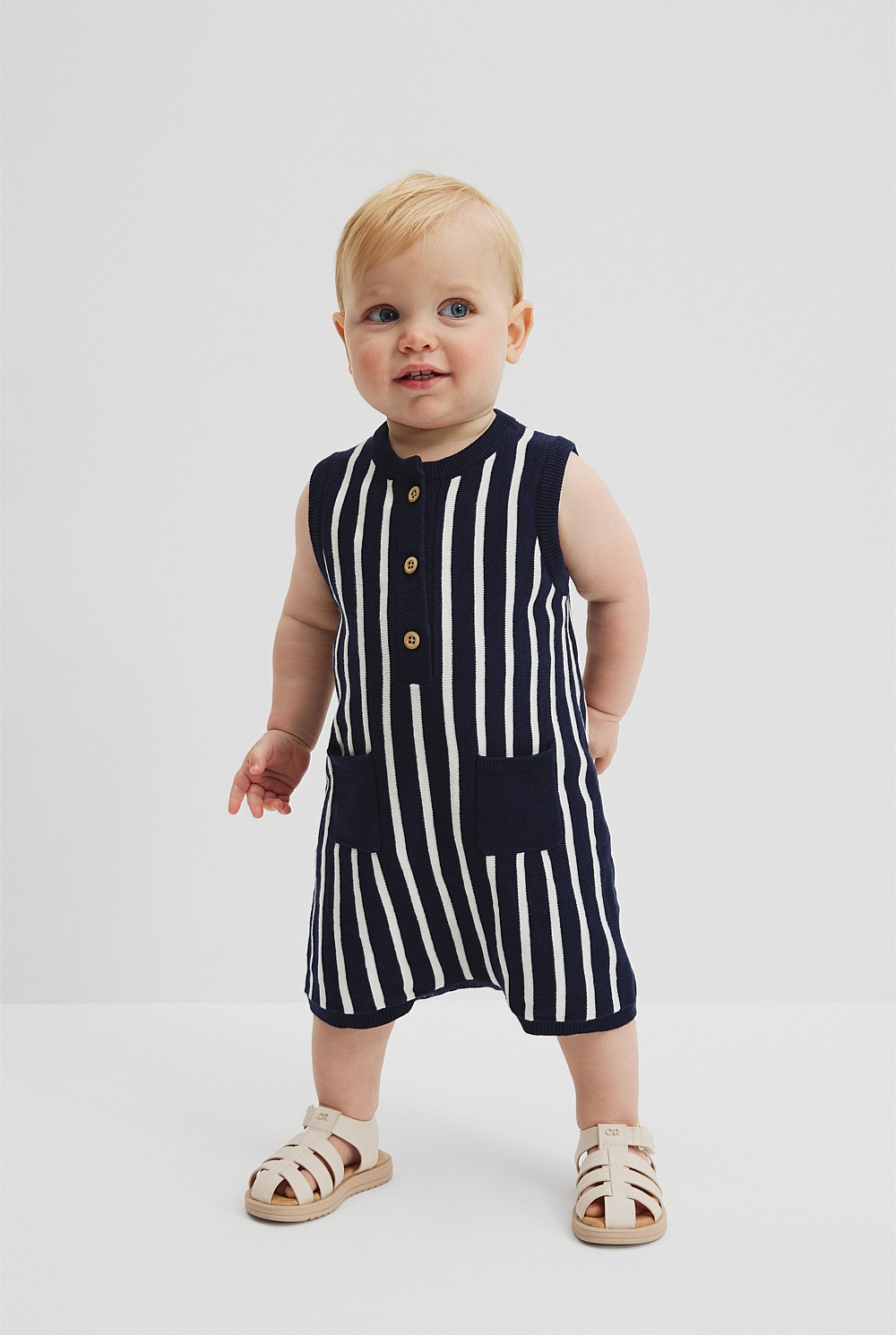 Organically Grown Cotton Stripe Knit Romper