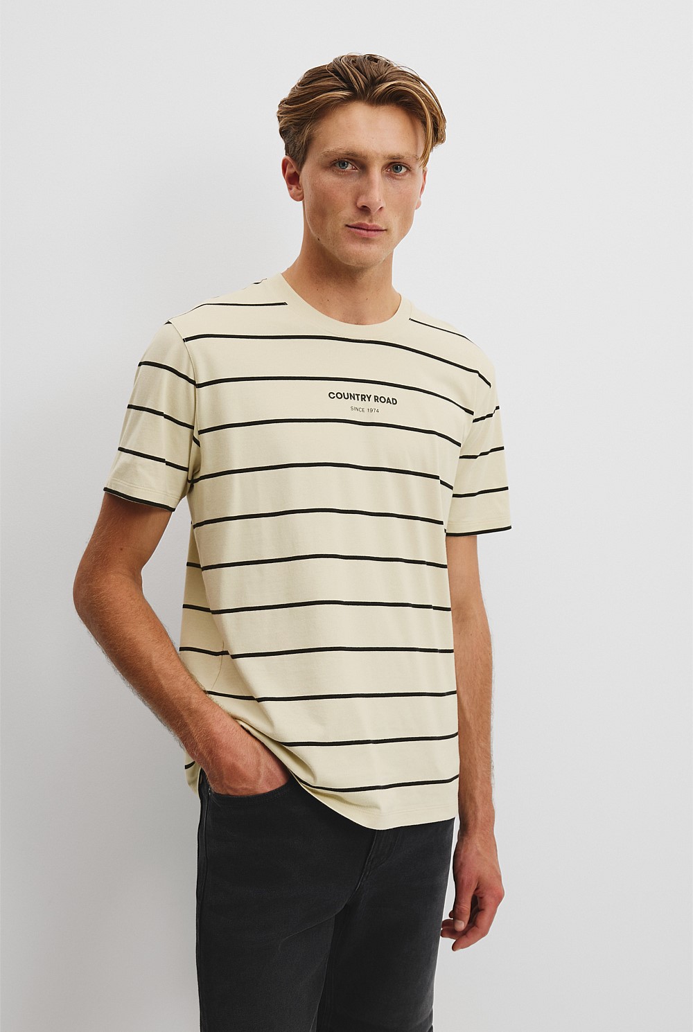 Australian Cotton Modern Logo Stripe T-Shirt