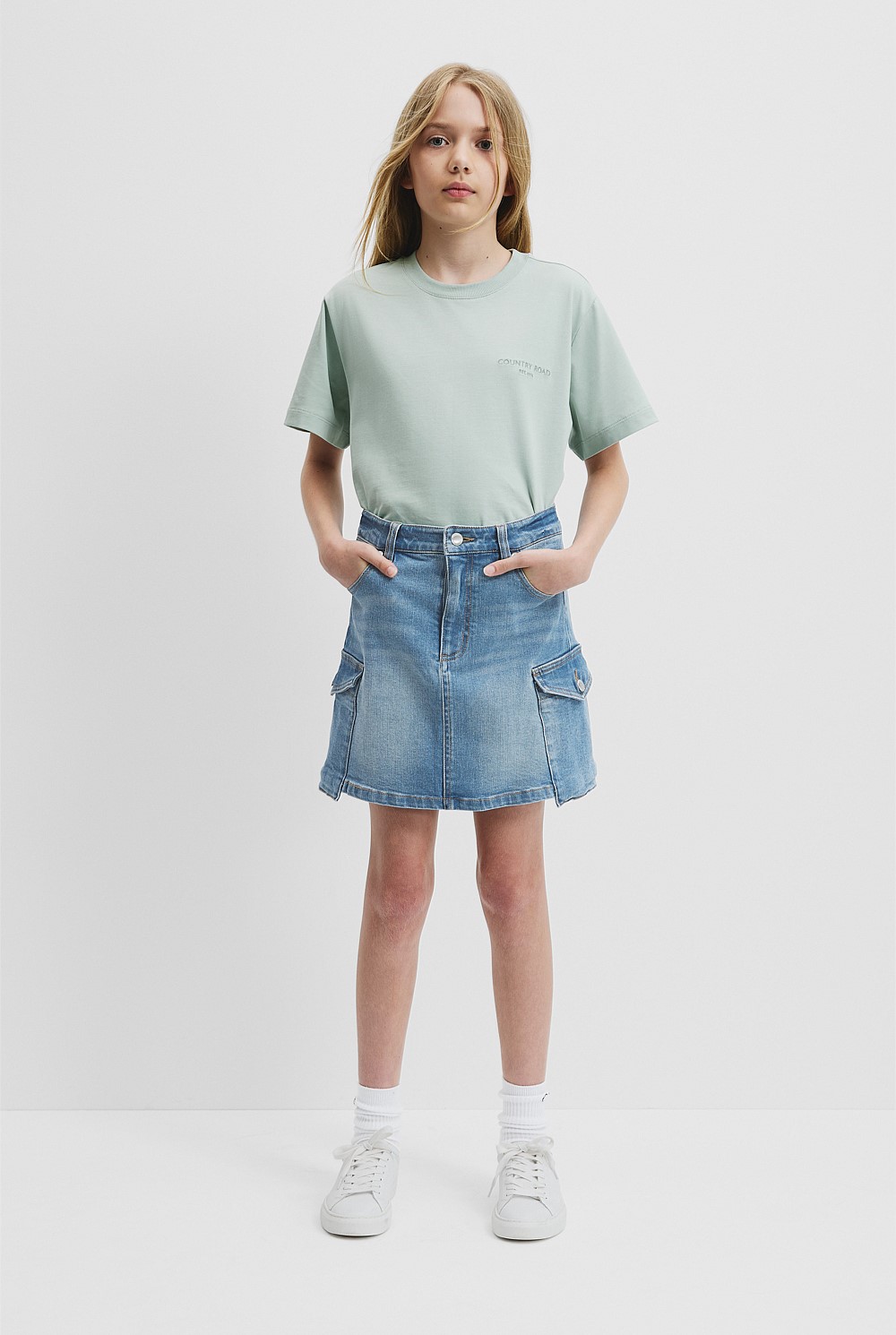 Teen Denim Pocket Mini Skirt