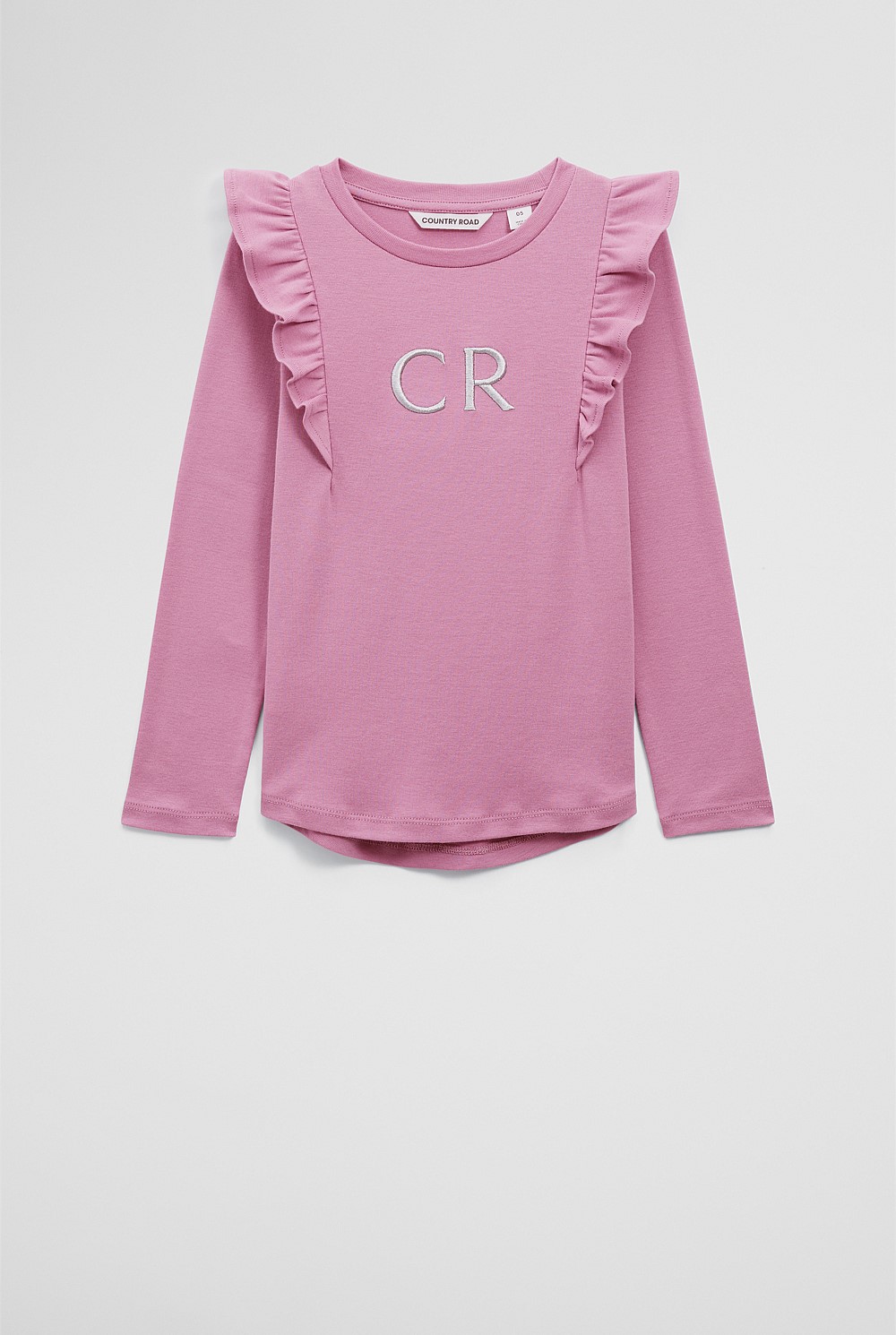 Australian Cotton Long Sleeve Logo Frill T-Shirt