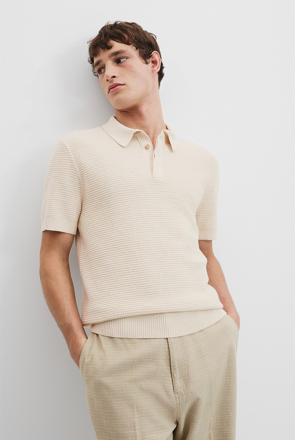 Cotton Linen Knit Polo