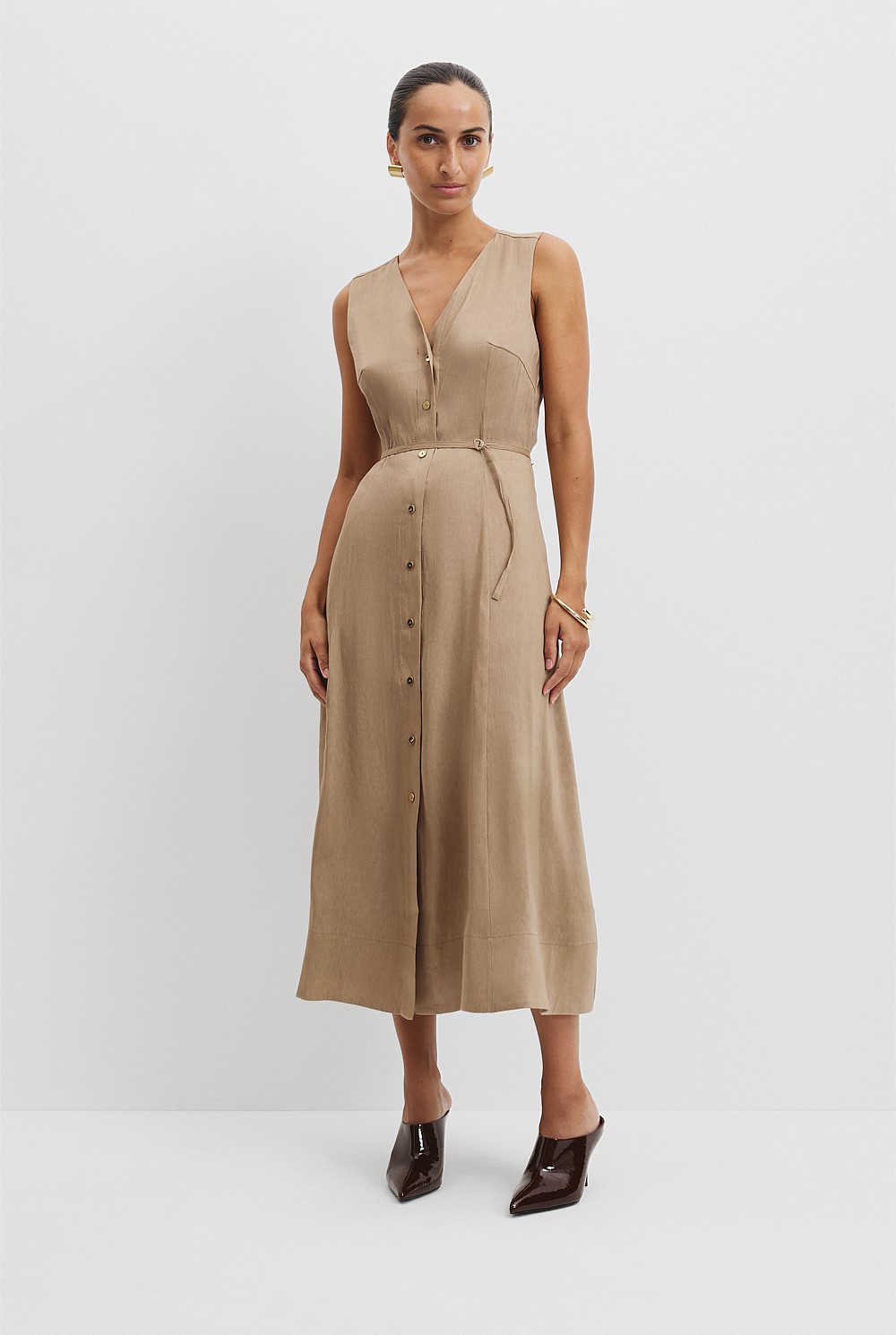 Organically Grown Linen Sleeveless Midi Dress